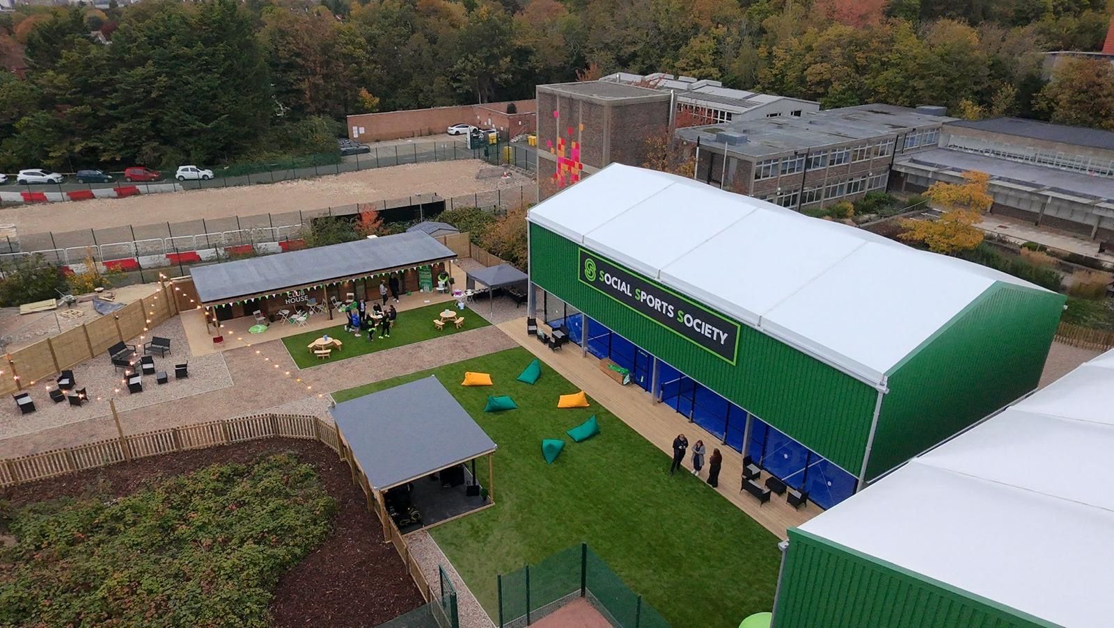 Clubhouse, terrace and garden — example padel site